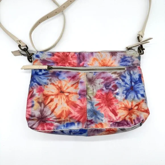 American Leather Co ALC Cleveland Crossbody Bag Tie Dye Floral Leather - Picture 4 of 14